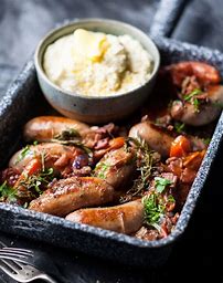 Bangers and Mash with Onion Gravy